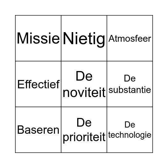 Woordenschat Bingo Card