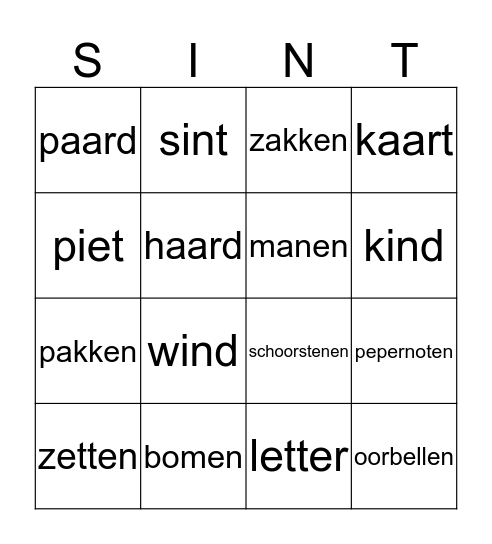 Sinterklaas BINGO Card