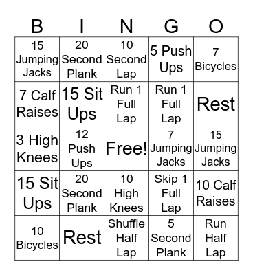 FITNESS BINGO Card