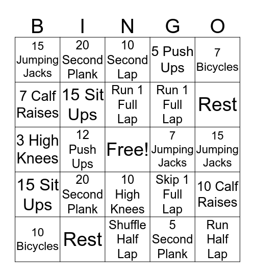 FITNESS BINGO Card