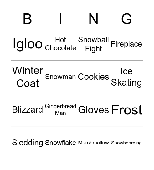 Winter Bingo Card