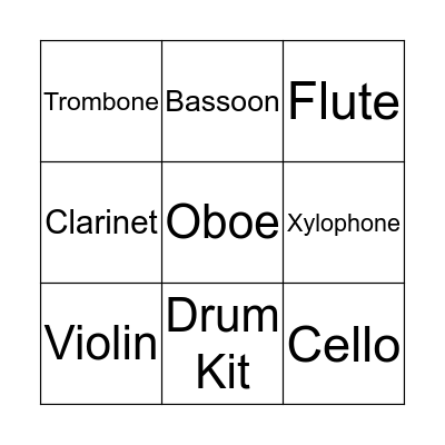 Instruments Bingo Card