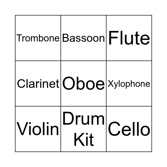 Instruments Bingo Card