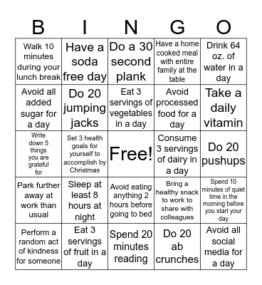 USD 431 FITNESS CHALLENGE WEEK 4 Bingo Card