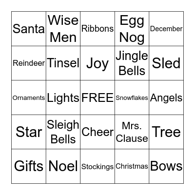HOLIDAY BLAST Bingo Card