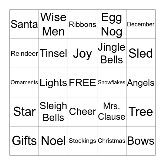 HOLIDAY BLAST Bingo Card