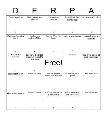 All Staff Meeting November 2017 Bingo Card