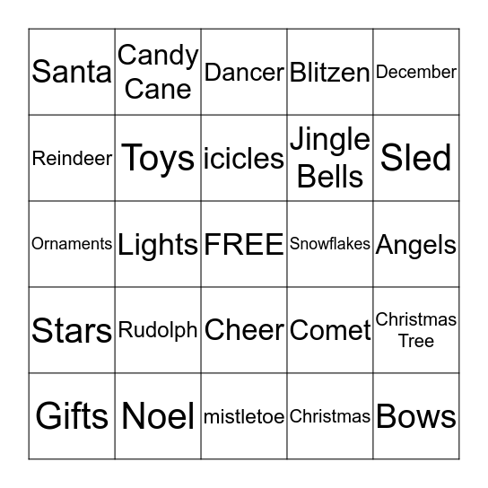 HOLIDAY BLAST Bingo Card