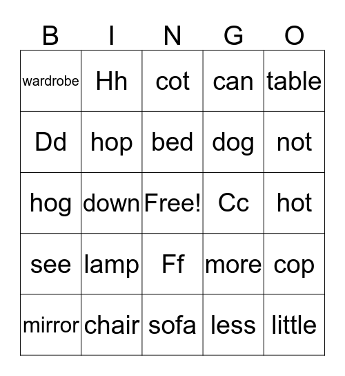 Lesson 12 Learning Cycle 2 Bingo Card