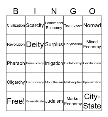 6th Grade Social Studies Review Bingo Card