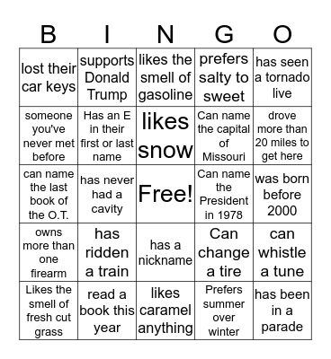 Human Bingo Card