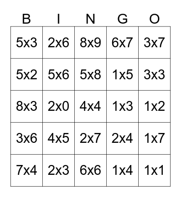 Fourth Grade Math Bingo Card