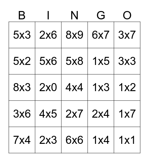 Fourth Grade Math Bingo Card