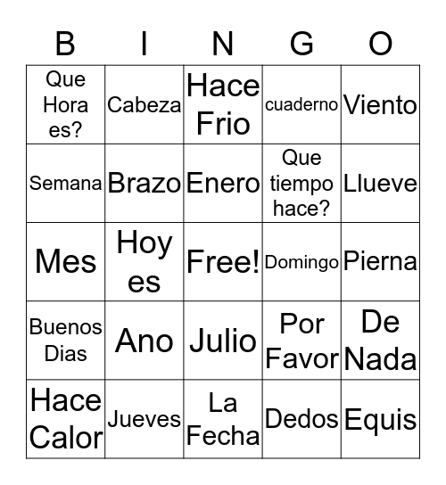 7/8 P.E. Review Bingo Card