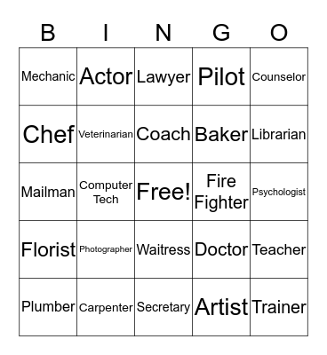 Career Bingo Card