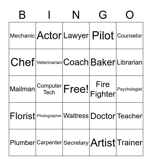 Career Bingo Card