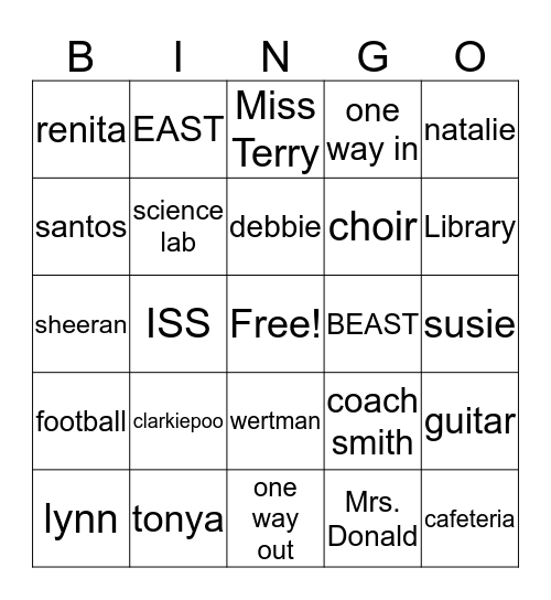 EAST TITANS Bingo Card