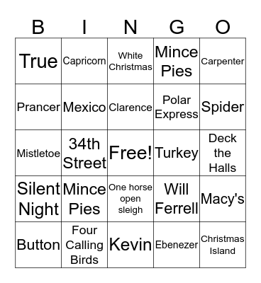 Christmas BINGO Card