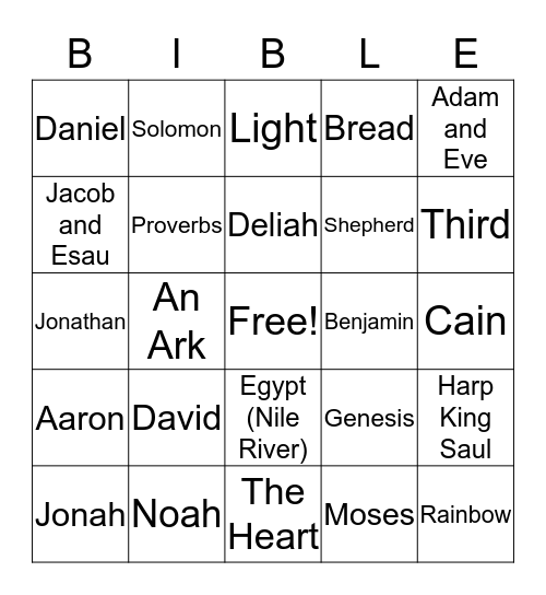 Bible Bingo Card