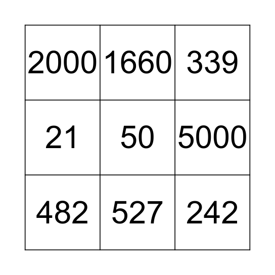 Maths Bingo! Bingo Card