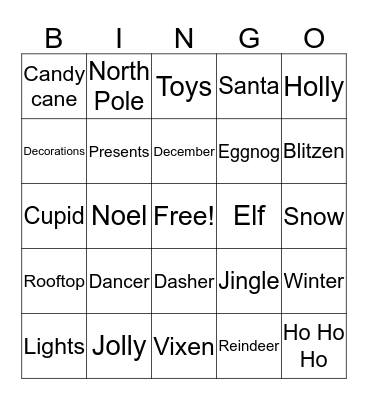 Christmas Bingo - Round 1 Bingo Card