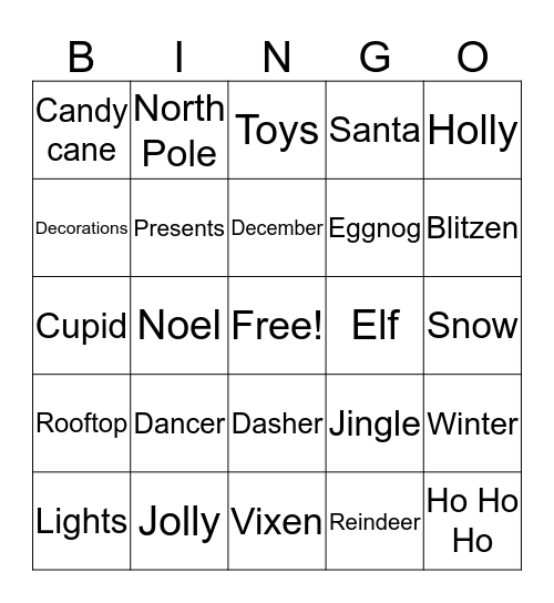 Christmas Bingo - Round 1 Bingo Card