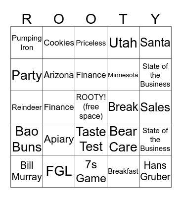 RSC/FGL Winter Meeting 2017 Bingo Card