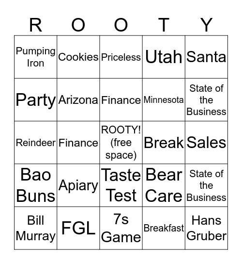 RSC/FGL Winter Meeting 2017 Bingo Card