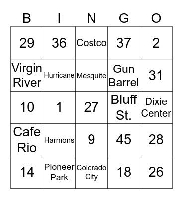 ST. GEORGE BINGO Card