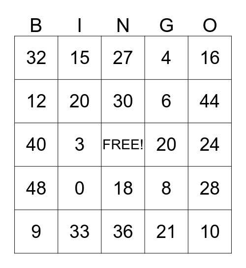 4's BINGO Card