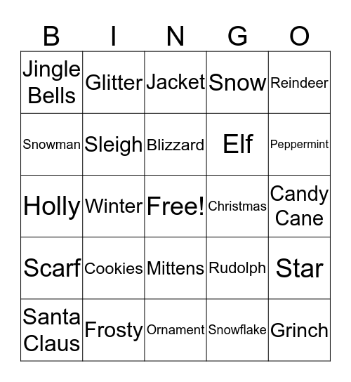 Holiday Bingo Card