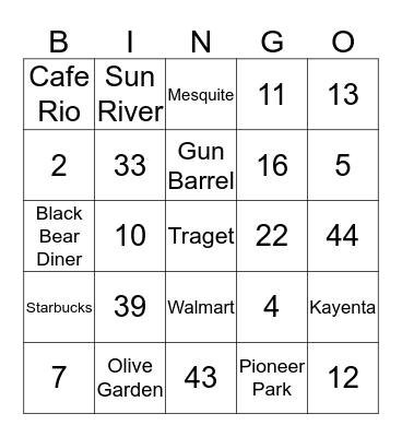 ST. GEORGE BINGO Card