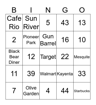 ST. GEORGE BINGO Card