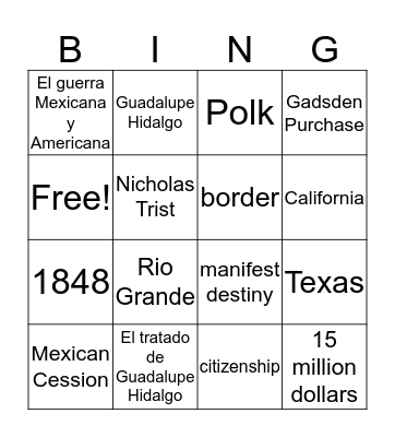 Spanish 306 Bingo Card