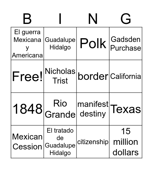 Spanish 306 Bingo Card