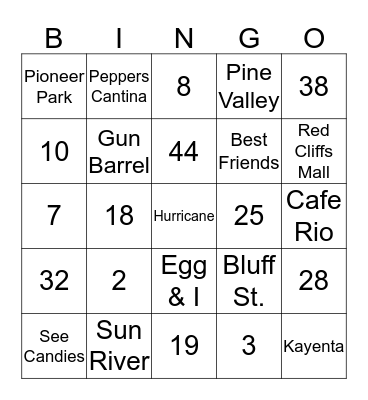 ST. GEORGE BINGO Card