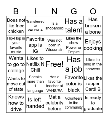 Power to People Bingo Card