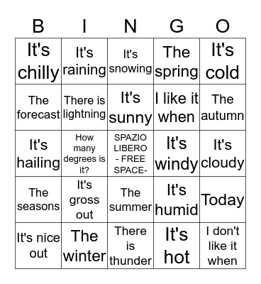 Tombola: Il tempo Bingo Card