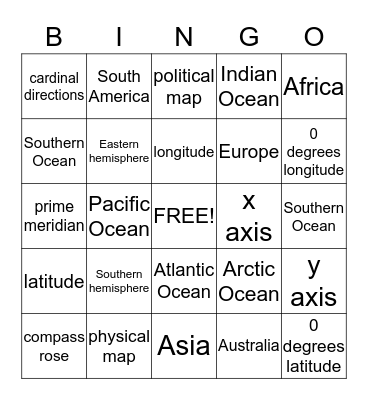 Map Bingo Card