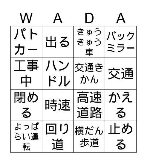 チャプター３単語 Bingo Card