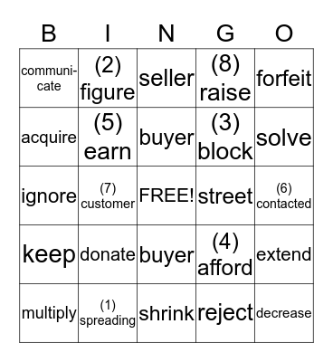 Destiny's Gift Bingo Card