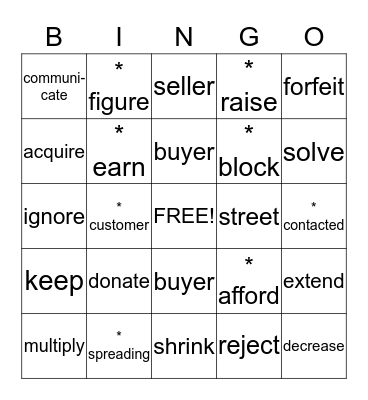 Destiny's Gift Bingo Card