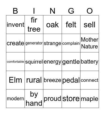 Unit 7,8,9 yeoul Bingo Card