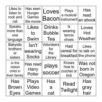 ?FIND SOMEONE WHO ..............? Bingo Card