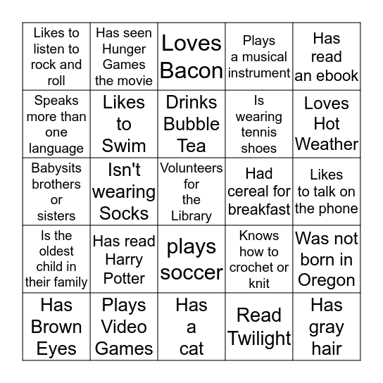 ?FIND SOMEONE WHO ..............? Bingo Card