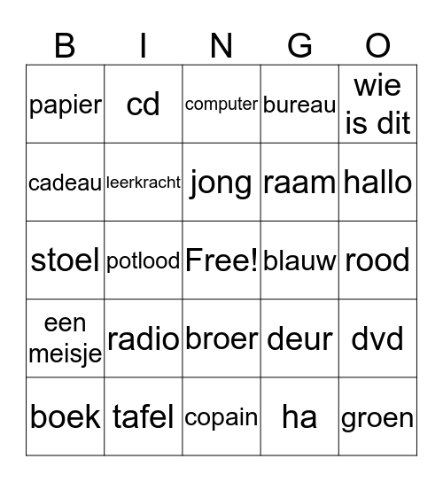 school frans Bingo Card