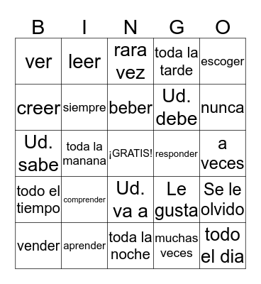 Español BINGO Card