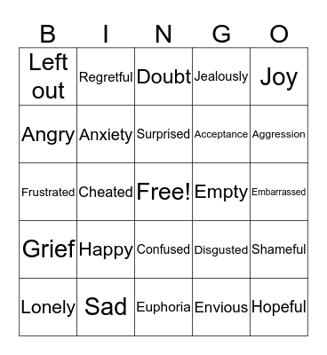 Feelings & Emotions BINGO Card