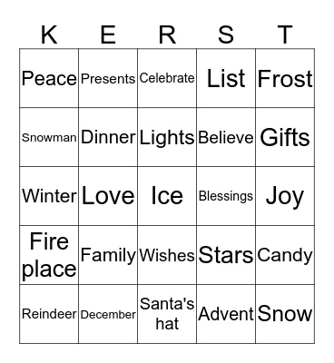 Family Christmas Bingo Card