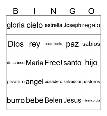 Christmas in Spanish Bingo Card